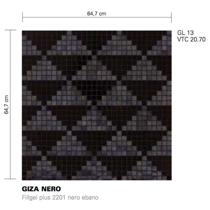 Bisazza - Timeless Giza Nero Decorative Glass Mosaic Tiles, order unit 2.07m2