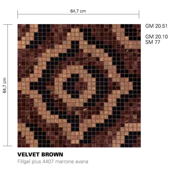 Bisazza - Timeless Velvet Brown Decorative Glass Mosaic Tiles, order unit 2.07m2