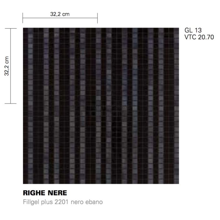 Bisazza - Timeless Righe Nere Decorative Glass Mosaic Tiles, order unit 2.07m2