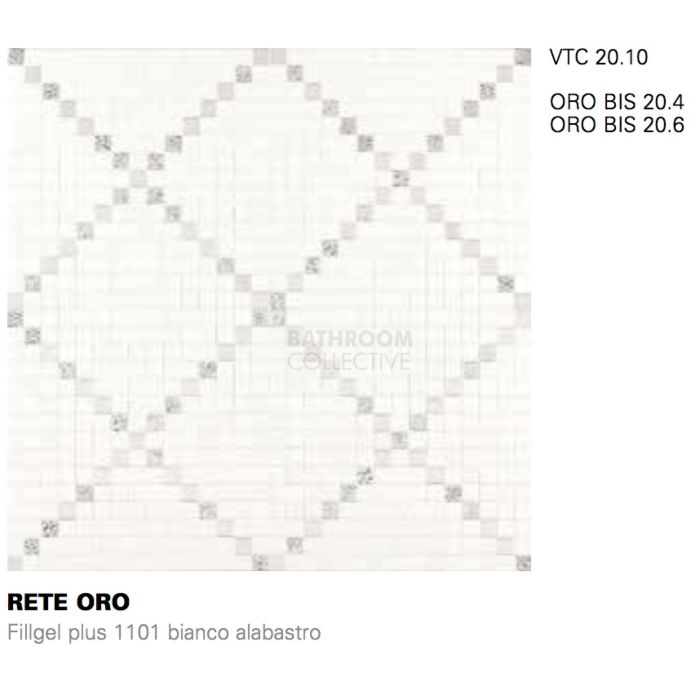 Bisazza - Timeless Rete Oro Decorative Glass Mosaic Tiles, order unit 1.03m2