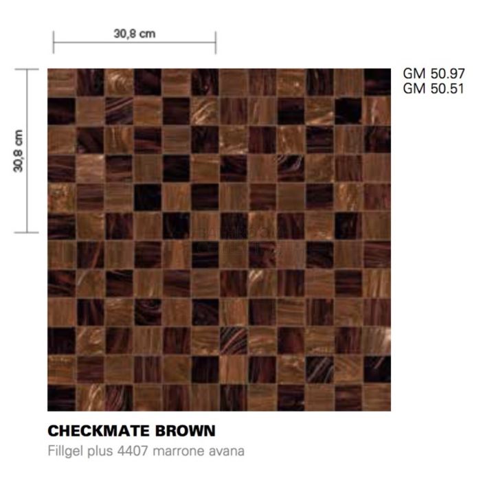 Bisazza - Timeless Checkmate Brown Decorative Glass Mosaic Tiles, order unit 0.96m2