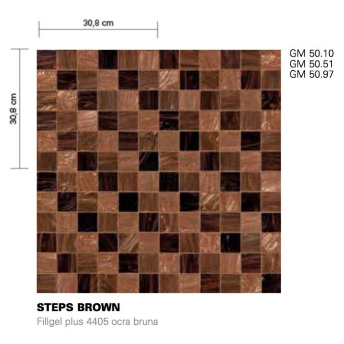 Bisazza - Timeless Steps Brown Decorative Glass Mosaic Tiles, order unit 0.96m2