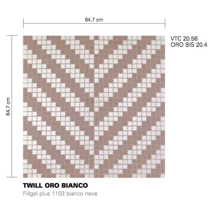 Bisazza - Luxe Twill Oro Bianco Decorative Glass Mosaic Tiles, order unit 0.83m2