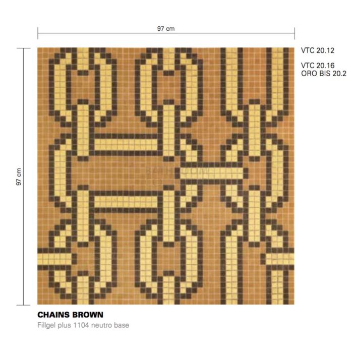 Bisazza - Luxe Chains Brown Decorative Glass Mosaic Tiles, order unit 0.93m2