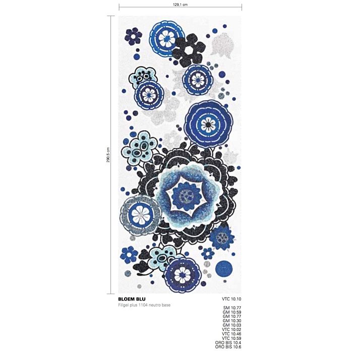 Bisazza - Modern Bloem Blu Decorative Glass Mosaic Tiles, order unit 3.73m2