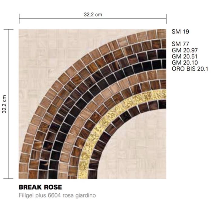 Bisazza - Modern Break Rose Decorative Glass Mosaic Tiles, order unit 1.03m2