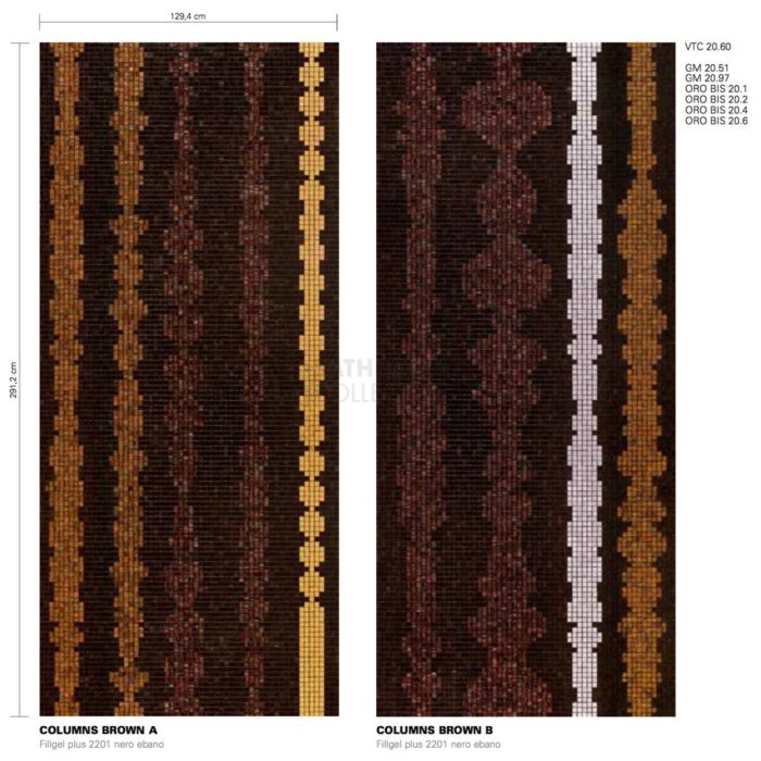 Bisazza - Modern Columns Brown Decorative Glass Mosaic Tiles, order unit 3.73m2