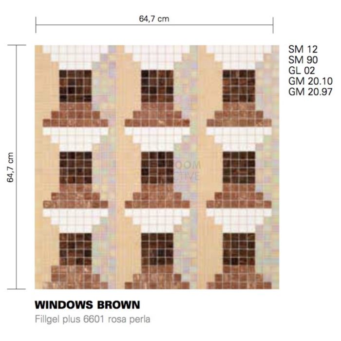 Bisazza - Modern Windows Brown Decorative Glass Mosaic Tiles, order unit 0.83m2