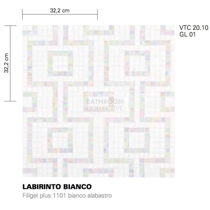 Bisazza - Modern Labirinto Bianco Decorative Glass Mosaic Tiles, order unit 2.07m2