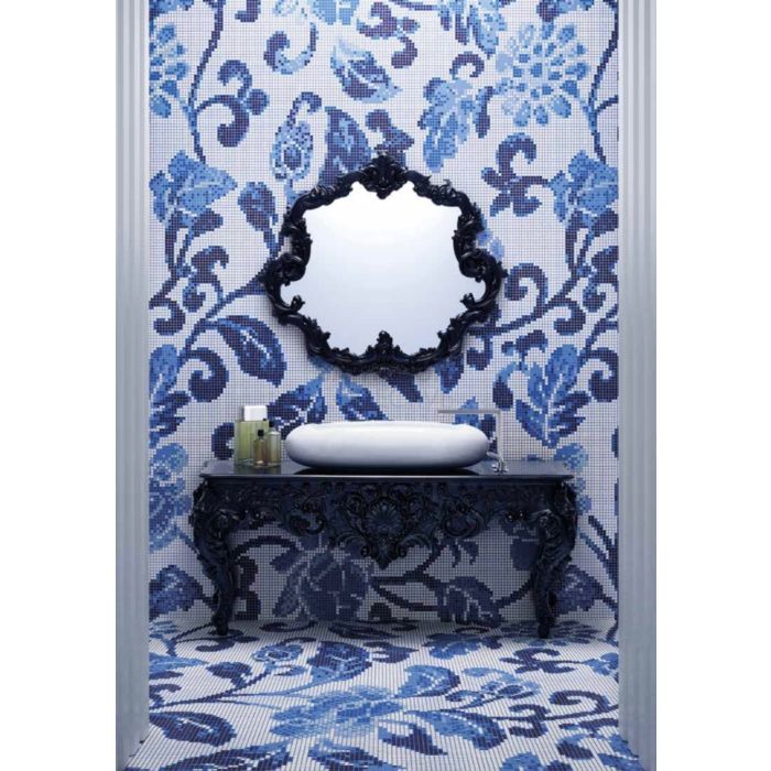 Bisazza - Flooring Summer Flowers Blue Decorative Glass Mosaic Tile, order unit 2.32m2