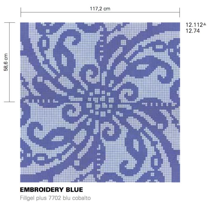 Bisazza - Flooring Embroidery Blue Decorative Glass Mosaic Tile, order unit 1.37m2