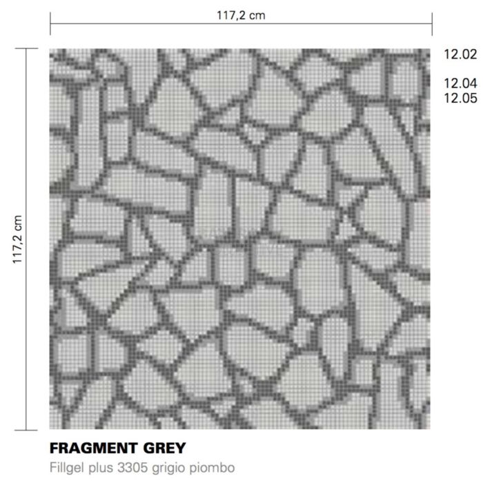 Bisazza - Flooring Fragment Grey Decorative Glass Mosaic Tile, order unit 1.37m2
