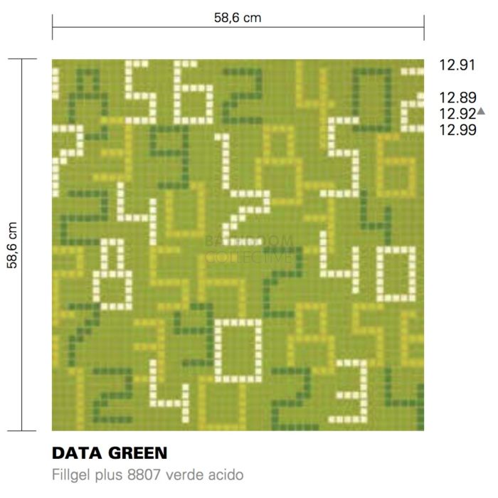Bisazza - Flooring Data Green Decorative Glass Mosaic Tile, order unit 3.73m2