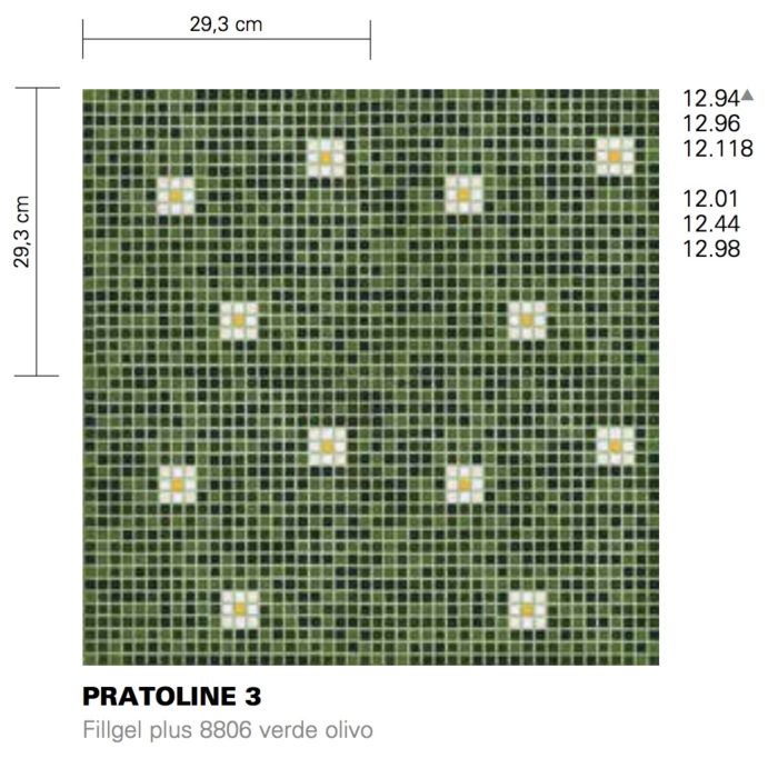 Bisazza - Flooring Pratoline 3 Decorative Glass Mosaic Tile, order unit 1.29m2