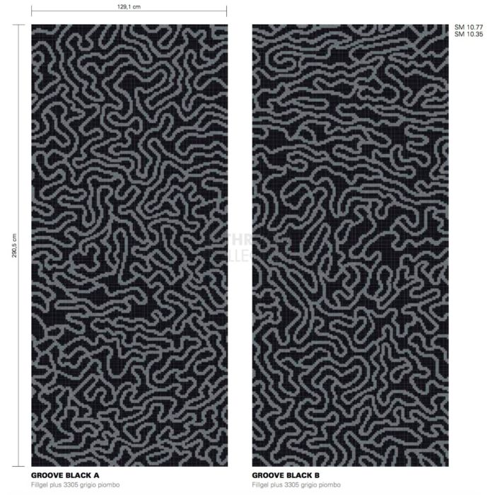 Bisazza - Modern Groove Black Decorative Glass Mosaic Tiles, order unit 3.73m2