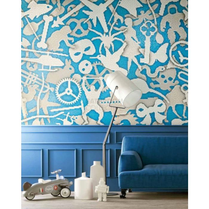Bisazza - Modern Silhouette Turquoise Decorative Glass Mosaic Tiles, order unit 3.73m2