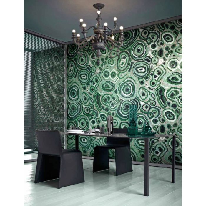 Bisazza - Modern New Malachite Green Decorative Glass Mosaic Tiles, order unit 1.66m2