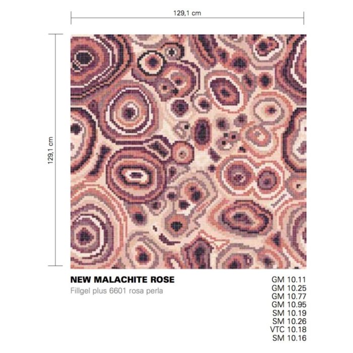 Bisazza - Modern New Malachite Rose Decorative Glass Mosaic Tiles, order unit 1.66m2