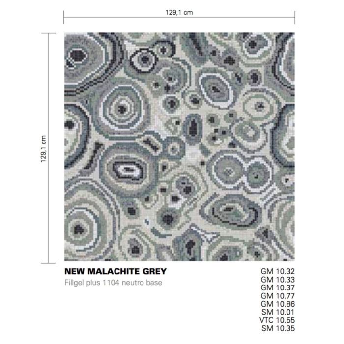 Bisazza - Modern New Malachite Grey Decorative Glass Mosaic Tiles, order unit 1.66m2