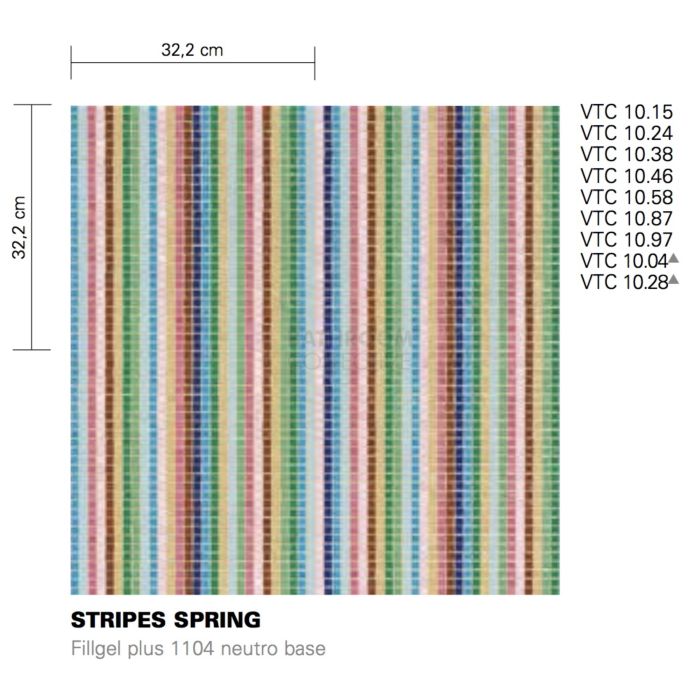 Bisazza - Modern Stripes Spring Decorative Glass Mosaic Tiles, order unit 1.03m2