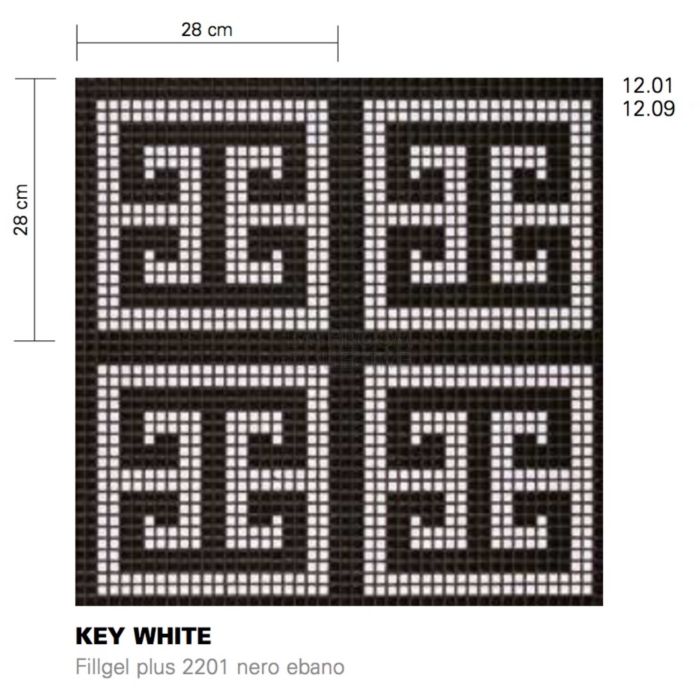 Bisazza - Flooring Key White Decorative Glass Mosaic Tile, order unit 1.29m2