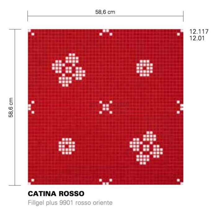 Bisazza - Flooring Catina Rosso Decorative Glass Mosaic Tile, order unit 1.37m2