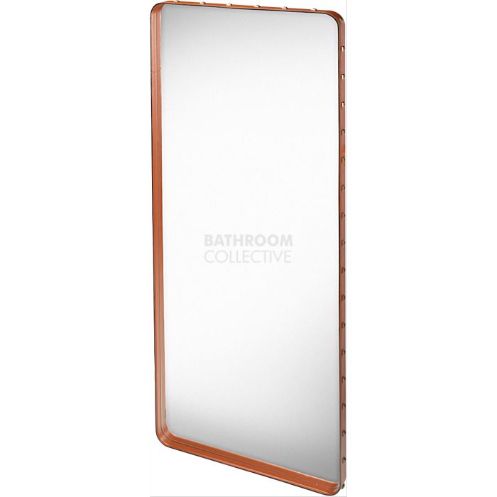 Gubi - Adnet Tan Leather Rectangulaire Wall Mirror 180cm x 70cm with Rivets