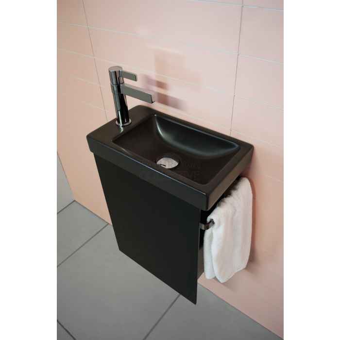 ADP - Seek Wall Hung Vanity 400mm & Towel Rail, Black Ceramic Top