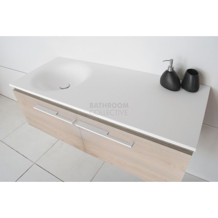 ADP - Snow Wall Hung Vanity 1200mm, Offset Solid Surface Bowl