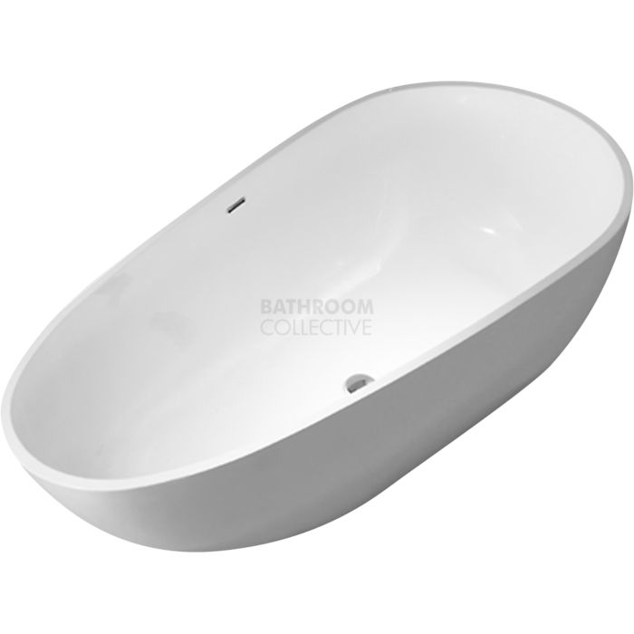Fienza - Cambria Egg Shaped Lightweight Cast Stone Freestanding Bath Tub 1700mm SEMI GLOSS WHITE