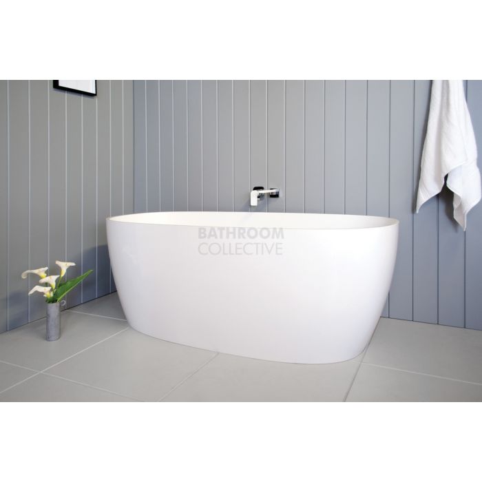 ADP - Submerge 1600mm Cast Marble Freestanding Bath BRIGHT WHITE