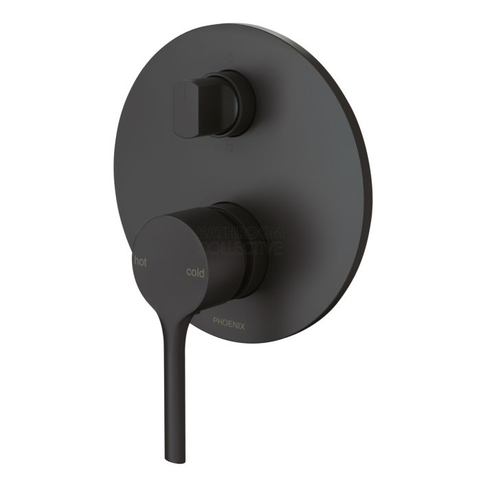Phoenix Tapware - Vivid Slimline Oval Shower / Bath Diverter Mixer MATTE BLACK