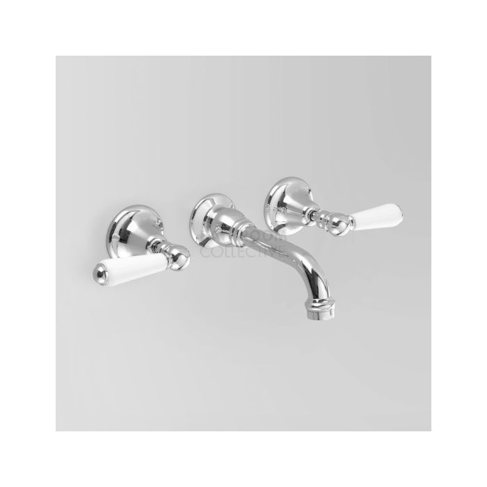 Astra Walker Olde English Wall Basin Tap Set 160mm Lever Handle Chrome White Handle A51 05 Pl Fc