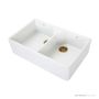 1901 800mm Fireclay Double Butler Sink, White, Brushed Gold Waste AB0200-BGW