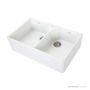 1901 800mm Fireclay Double Butler Sink with Taphole, White, Stainless Steel Waste AB0250-SSW