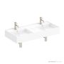 ADP Teorema 1010mm Ceramic Wall Mounted Basin, Double Bowl 1th, Gloss White TOPCTEO100GWD