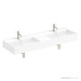 ADP Teorema 1415mm Ceramic Wall Mounted Basin, Double Bowl 1th, Gloss White TOPCTEO140GWD