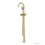 Faucet Strommen Pegasi Floor Mixer Curve with 90mm Round Handshower, Raw Brushed Brass 30682-91
