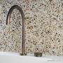 Faucet Strommen Zero Progresiv Knurl Hob Basin Mixer Tall Curve, Antique Brass Light 30957-84