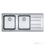 Franke Aton Flushmount Double Bowl Sink 1164mm, Right Drainer, Stainless ANX221RHD