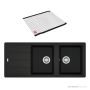 Franke Basis Topmount Double Bowl Sink 1160mm, 1th, Left Drainer, WWK, RM44, Matt Black BFG621MBLHD-FPC