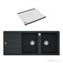 Franke Basis Topmount Double Bowl Sink 1160mm, 1th, Left Drainer, WWK, RM44, Onyx BFG621ONLHD-FPC