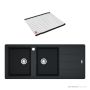 Franke Basis Topmount Double Bowl Sink 1160mm, 1th, Right Drainer, WWK, RM44, Onyx BFG621ONRHD-FPC