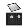 Franke Maris Granite Topmount 1 & 1/2 Double Bowl Sink 560mm, SBR, DT651, Matt Black MRG 660/34-15SBRMB-FPC