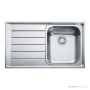 Franke Neptune Topmount Single Bowl Sink 860mm, Left Drainer, Stainless NEX611LHD