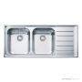Franke Neptune Topmount Double Bowl Sink 1160mm, Right Drainer, Stainless NEX621RHD