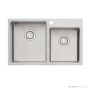 Oliveri Apollo Top, Flush & Under Mount 1 & 3/4 Offset Double Bowl Sink 750mm, 1th, Stainless AP1415