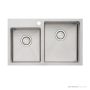 Oliveri Apollo Top, Flush & Under Mount 1 & 3/4 Offset Double Bowl Sink 750mm, 1th, Stainless AP1416