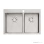 Oliveri Apollo Top, Flush & Under Mount 1 & 3/4 Double Bowl Sink 750mm, 1th, Stainless AP1425
