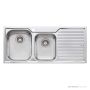 Oliveri Diaz Topmount 1 & 3/4 Double Bowl Sink 1080mm